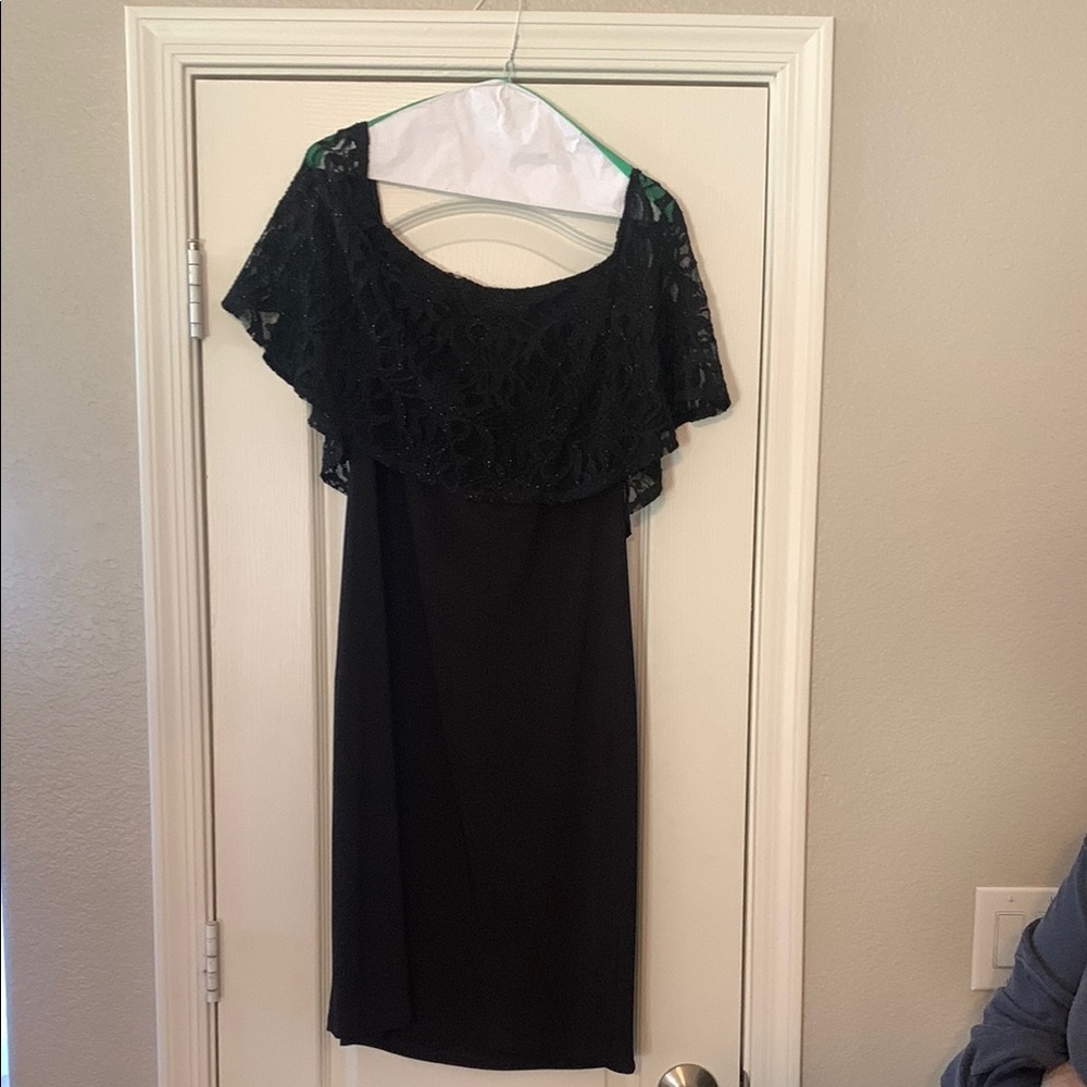 MSK Black Mini Sheath Dress with Flutter Sleeves for Cocktail